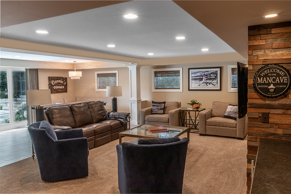 Welcome to the Mancave basement remodel family room